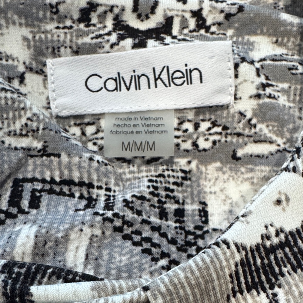 Calvin Klein Women's Gray Patterned Top -M - Picture 3 of 6